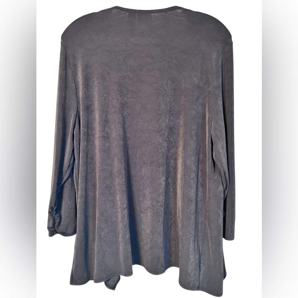 Chico’s Travelers dark gray open front drape cardigan, Chico’s size 2 - Picture 2 of 6